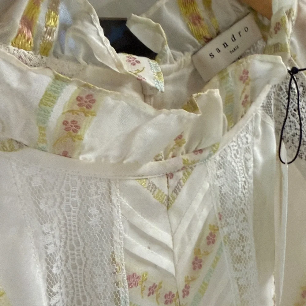 Sandro “Mary” Lace-Panel Mini Dress | Ecru | French Romanticism 38 | US 4 - Picture 11 of 11